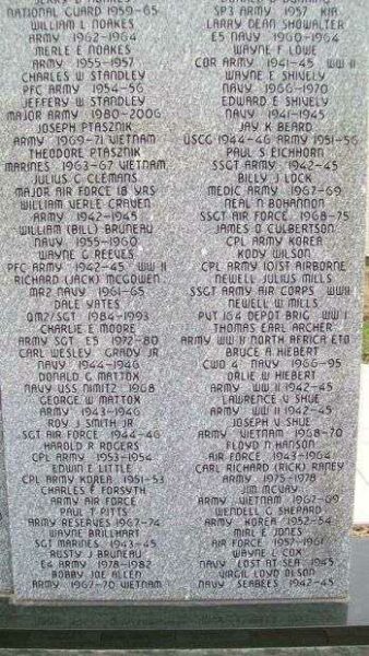 ERIE VETERANS MEMORIAL HONOR ROLL STONE F
