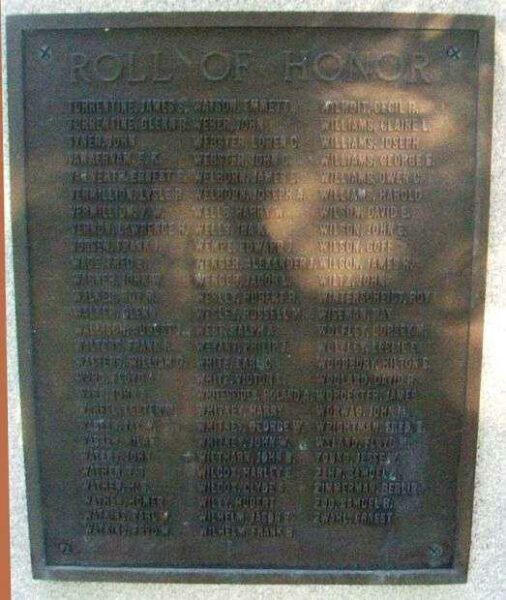 NEMAHA COUNTY WORLD WAR MEMORIAL PLAQUE F
