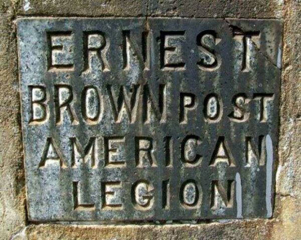 ERNEST BROWN POST AMERICAN LEGION MEMORIAL FLAGPOLE STONE A