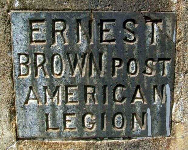 ERNEST BROWN POST AMERICAN LEGION MEMORIAL FLAGPOLE STONE A
