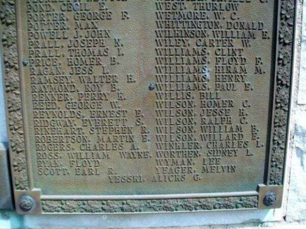 CANEY WORLD WAR I MEMORIAL PLAQUE I