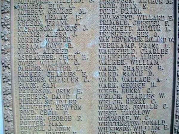 CANEY WORLD WAR I MEMORIAL PLAQUE H