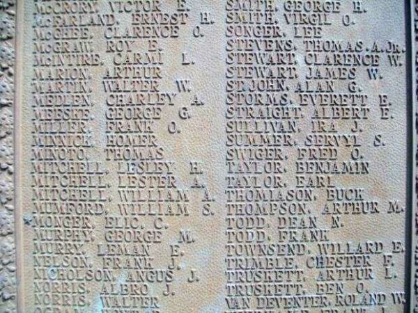 CANEY WORLD WAR I MEMORIAL PLAQUE G