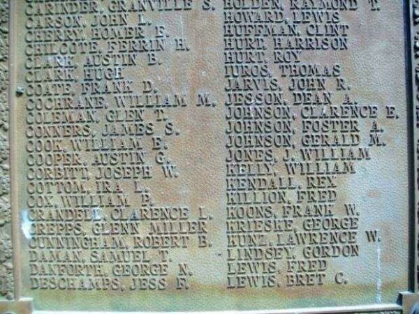 CANEY WORLD WAR I MEMORIAL PLAQUE E