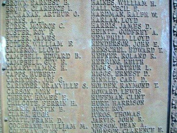 CANEY WORLD WAR I MEMORIAL PLAQUE D