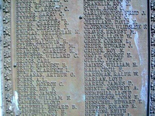 CANEY WORLD WAR I MEMORIAL PLAQUE C