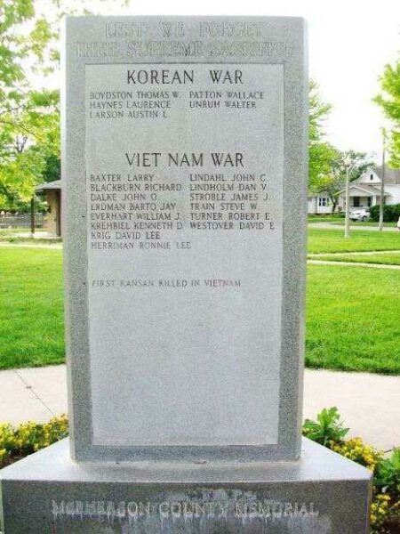 MCPHERSON COUNTY WAR MEMORIAL SIDE C