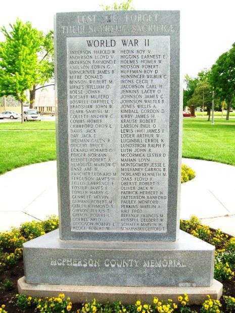 MCPHERSON COUNTY WAR MEMORIAL SIDE B