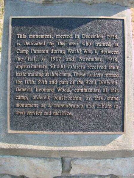 CAMP FUNSTON MONUMENT PLAQUE A