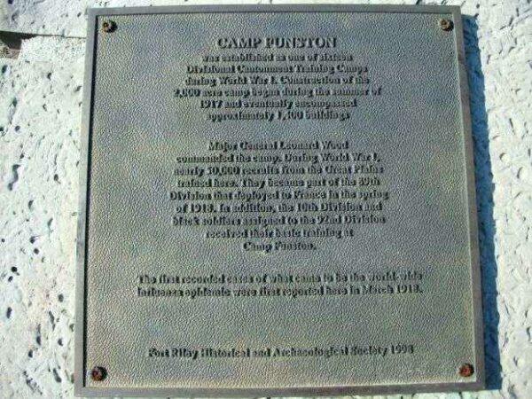 CAMP FUNSTON WAR MEMORIAL PLAQUE