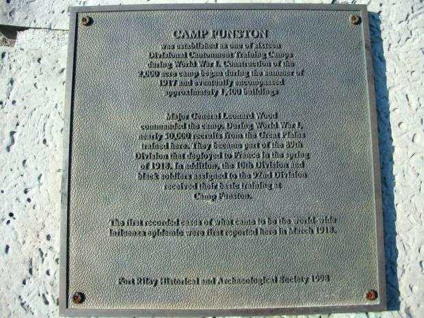 CAMP FUNSTON WAR MEMORIAL PLAQUE