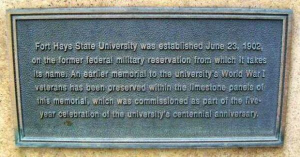 FORT HAYS STATE UNIVERSITY WAR MEMORIAL PLAQUE B
