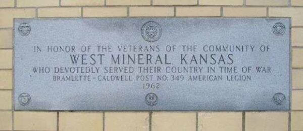 WEST MINERAL WAR VETERANS MEMORIAL PLAQUE