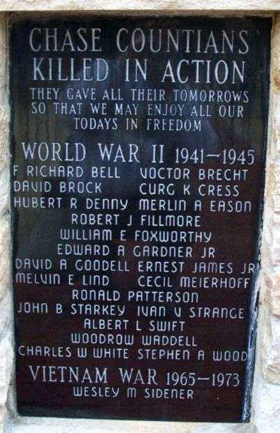 CHASE COUNTY ALL VETERANS MEMORIAL PLAQUE B