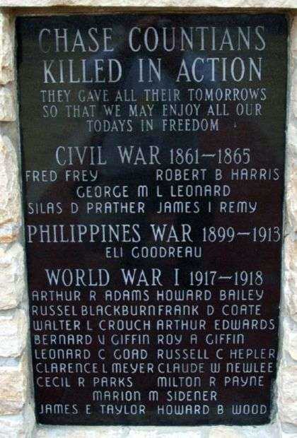 CHASE COUNTY ALL VETERANS MEMORIAL PLAQUE A