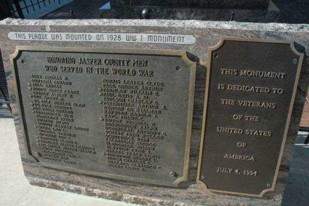 JASPER COUNTY VETERANS MEMORIAL PLAQUE