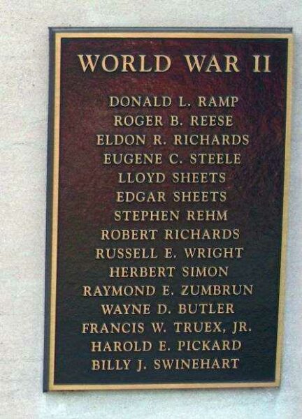WHITLEY COUNTY WORLD WARS I AND II MEMORIAL PLAQUE F