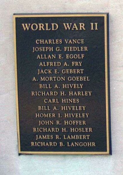 WHITLEY COUNTY WORLD WARS I AND II MEMORIAL PLAQUE D