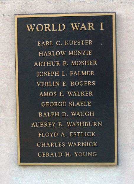 WHITLEY COUNTY WORLD WARS I AND II MEMORIAL PLAQUE B