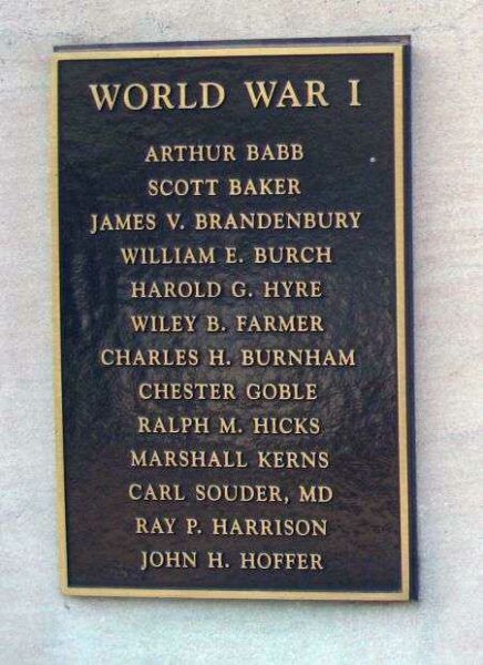 WHITLEY COUNTY WORLD WARS I AND II MEMORIAL PLAQUE A