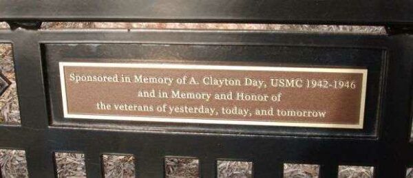 TIPTON COUNTY WORLD WAR I AND II MEMORIAL BENCH E