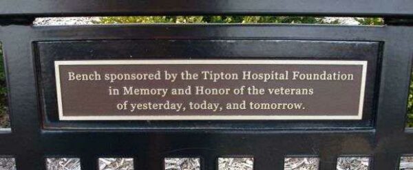TIPTON COUNTY WORLD WAR I AND II MEMORIAL BENCH D