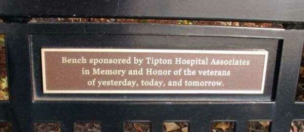 TIPTON COUNTY WORLD WAR I AND II MEMORIAL BENCH B