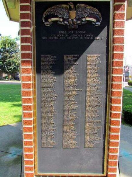 LAGRANGE COUNTY WAR MEMORIAL PLAQUE A