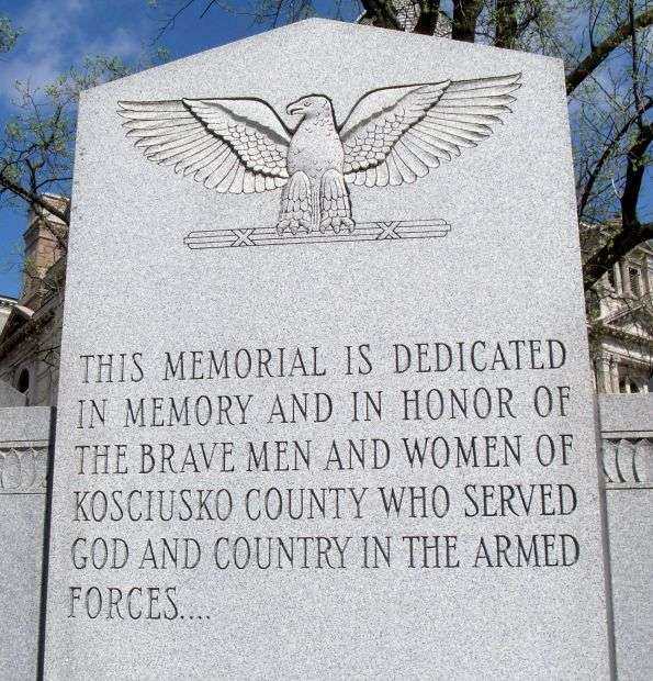 KOSCIUSKO COUNTY WAR MEMORIAL DEDICATION STONE