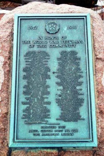 AMERICAN LEGION POST NO. 226 WORLD WAR I MEMORIAL PLAQUE
