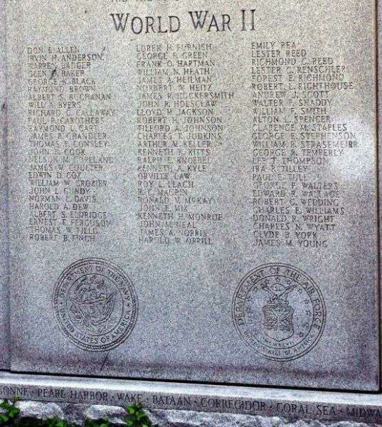 JEFFERSON COUNTY WAR MEMORIAL HONOR ROLL STONE B