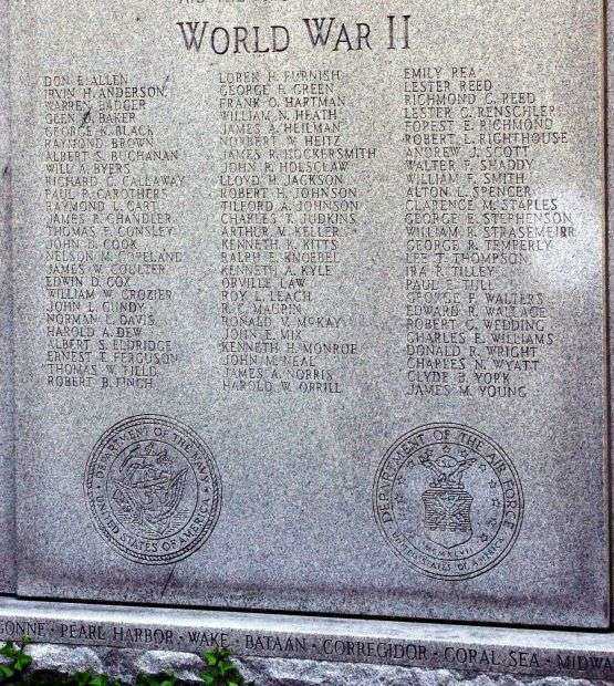 JEFFERSON COUNTY WAR MEMORIAL HONOR ROLL STONE B
