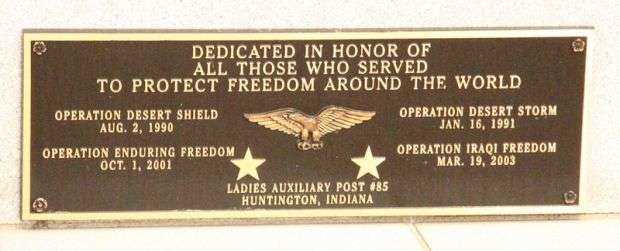 HUNTINGTON COUNTY WAR MEMORIAL PLAQUE C