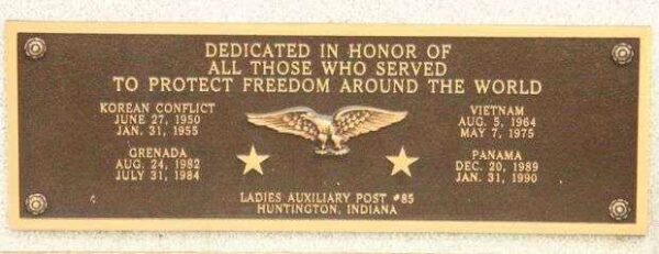 HUNTINGTON COUNTY WAR MEMORIAL PLAQUE B