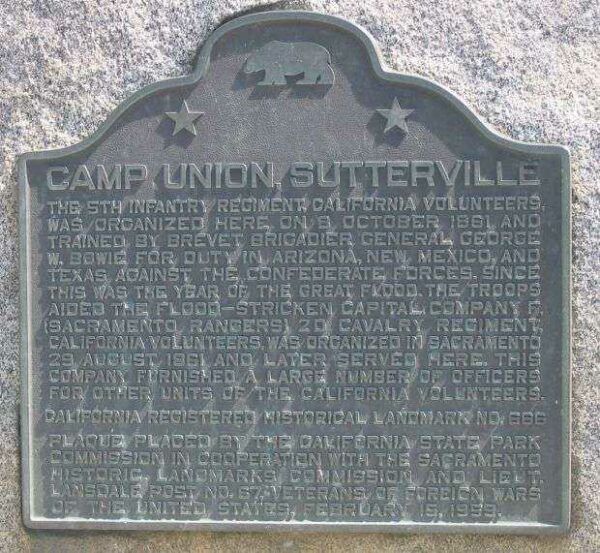 CAMP UNION SUTTERVILLE MEMORIAL PLAQUE