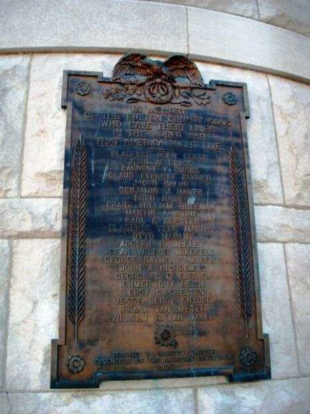 FULTON COUNTY WORLD WAR MEMORIAL PLAQUE