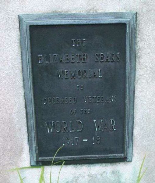 THE ELIZABETH SEARS MEMORIAL PLAQUE