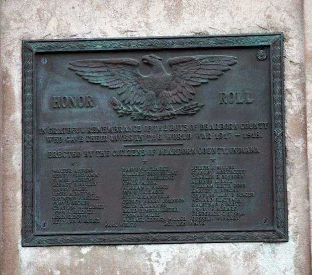 DEARBORN COUNTY WORLD WAR I MEMORIAL PLAQUE