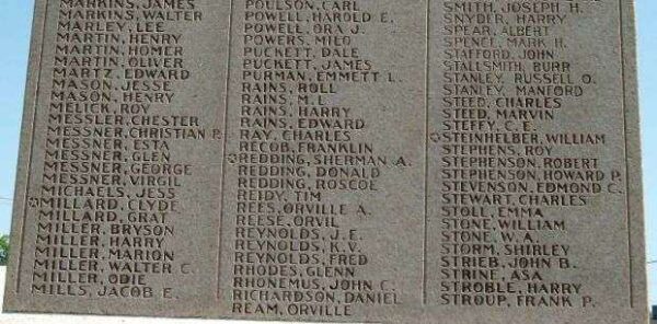 BLACKFORD COUNTY WORLD WAR I MEMORIAL HONOR ROLL STONE D