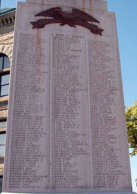 BLACKFORD COUNTY WORLD WAR I MEMORIAL HONOR ROLL STONE A