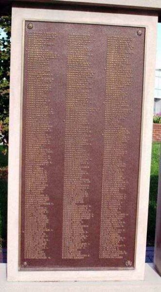 BARTHOLOMEW COUNTY WORLD WAR I HONOR ROLL MEMORIAL PLAQUE B