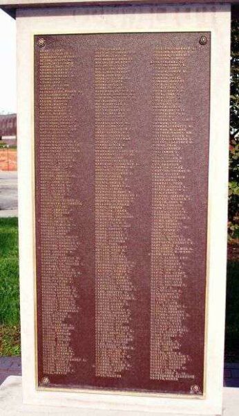 BARTHOLOMEW COUNTY WORLD WAR I HONOR ROLL MEMORIAL PLAQUE A