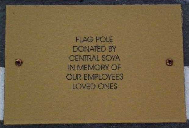 CENTRAL SOYA FLAG POLE MEMORIAL PLAQUE