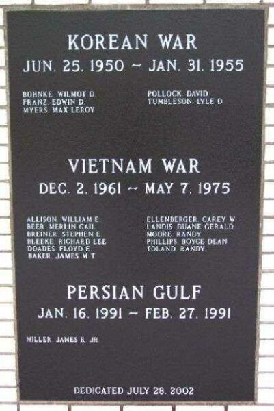 ADAMS COUNTY WAR VETERANS MEMORIAL PANEL D