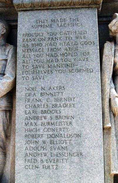 DANVILLE WORLD WAR I MEMORIAL HONOR ROLL STONE C