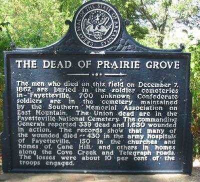 THE DEAD OF PRAIRIE GROVE MEMORIAL MARKER