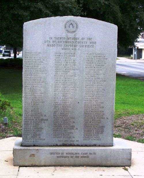 RICHMOND COUNTY WORLD WARS MEMORIAL BACK