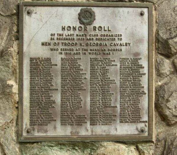 TROOP K GEORGIA CAVALRY WAR MEMORIAL PLAQUE B