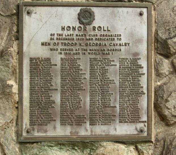 TROOP K GEORGIA CAVALRY WAR MEMORIAL PLAQUE B