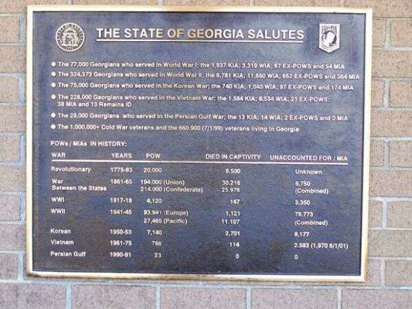 THE STATE OF GEORGIA SALUTES PLAQUE BRUNSWICK